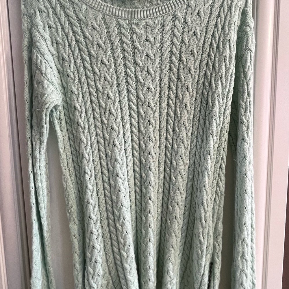Minty Green Crochet Sweater